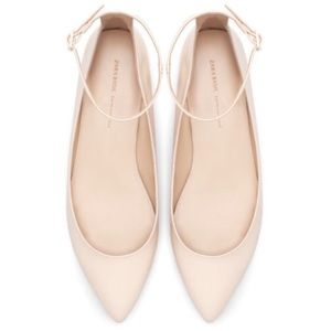 Zara nude patent ballerina flats with ankle strap